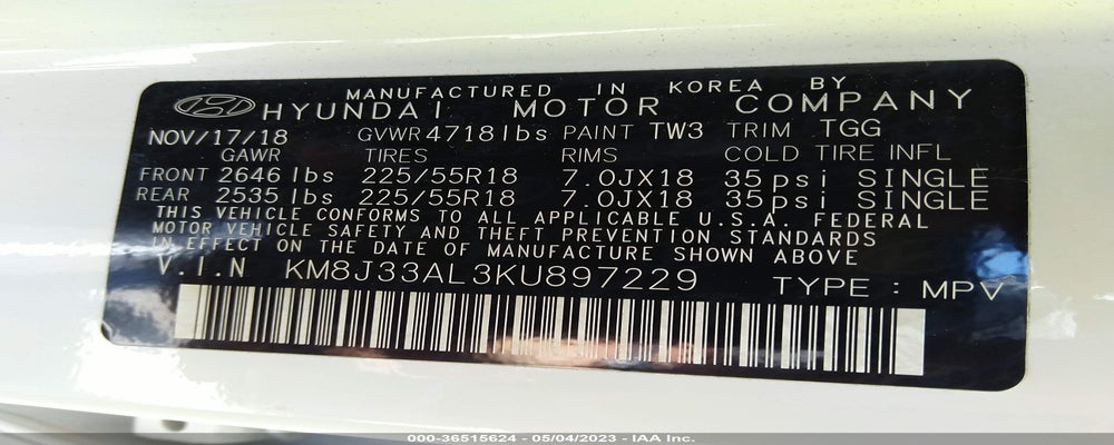 KM8J33AL3KU897229 2019 HYUNDAI TUCSON photo no. 9