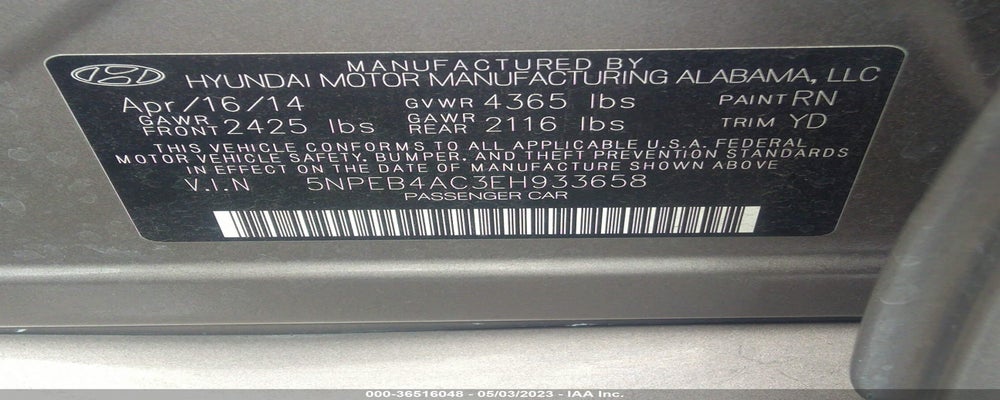 5NPEB4AC3EH933658 2014 HYUNDAI SONATA photo no. 9