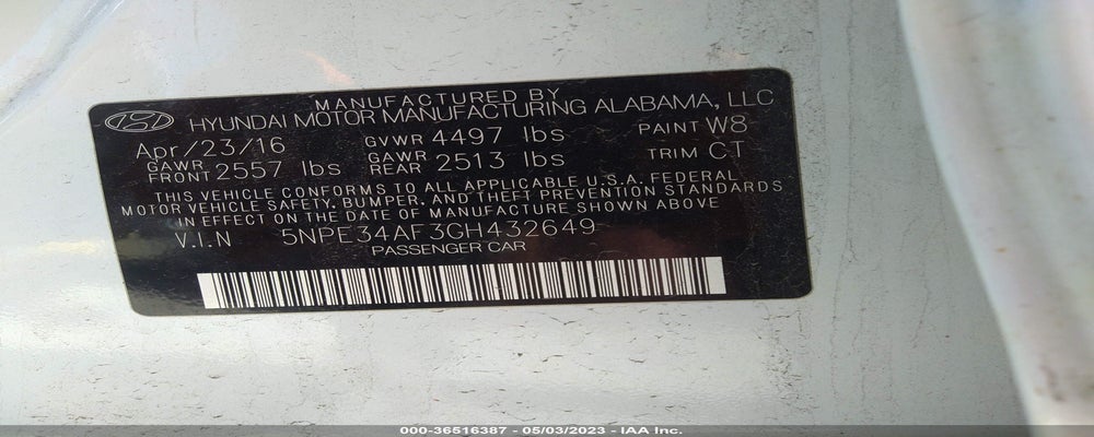 5NPE34AF3GH432649 2016 HYUNDAI SONATA photo no. 9
