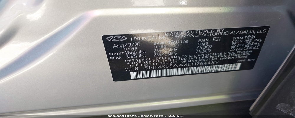 5NMS53AA6LH264489 2020 HYUNDAI SANTA FE photo no. 9