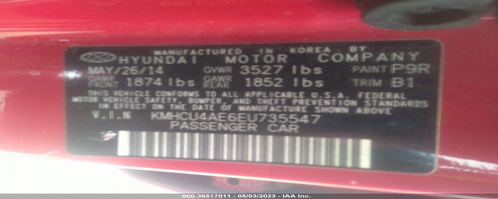 KMHCU4AE6EU735547 2014 HYUNDAI ACCENT photo no. 9