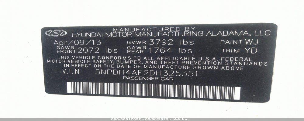 5NPDH4AE2DH325351 2013 HYUNDAI ELANTRA photo no. 9