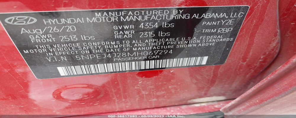 5NPEJ4J28MH069294 2021 HYUNDAI SONATA photo no. 9