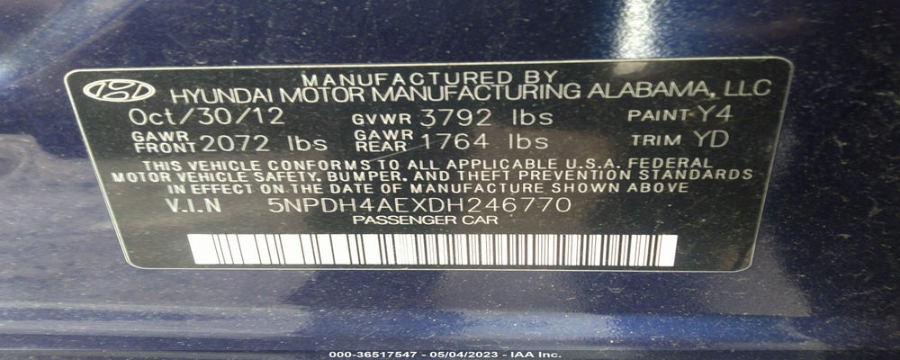 5NPDH4AEXDH246770 2013 HYUNDAI ELANTRA photo no. 9