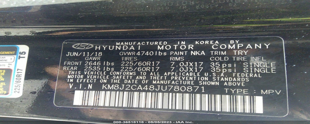 KM8J2CA48JU780871 2018 HYUNDAI TUCSON photo no. 9