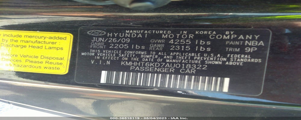 KMHHT6KD7AU018322 2010 HYUNDAI GENESIS COUPE photo no. 9