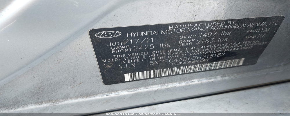 5NPEC4AB6BH318182 2011 HYUNDAI SONATA photo no. 9