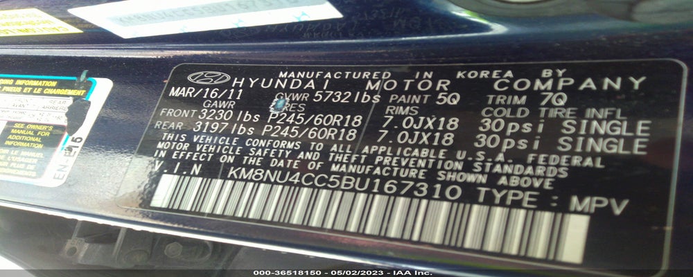 KM8NU4CC5BU167310 2011 HYUNDAI VERACRUZ photo no. 9