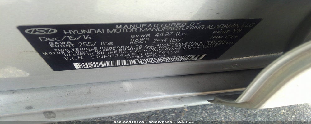 5NPE24AF7HH539496 2017 HYUNDAI SONATA photo no. 9