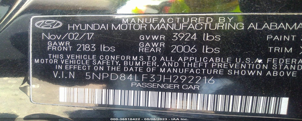 5NPD84LF3JH292216 2018 HYUNDAI ELANTRA photo no. 9