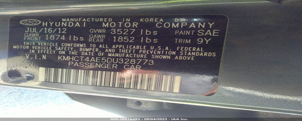 KMHCT4AE5DU328773 2013 HYUNDAI ACCENT photo no. 9
