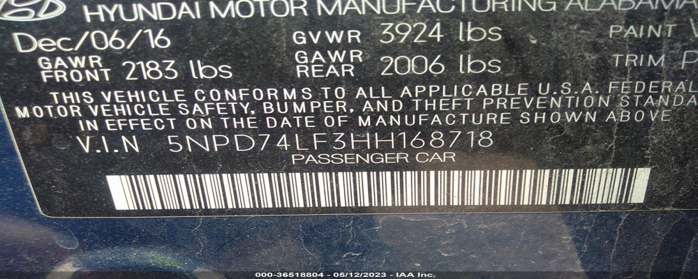 5NPD74LF3HH168718 2017 HYUNDAI ELANTRA photo no. 9
