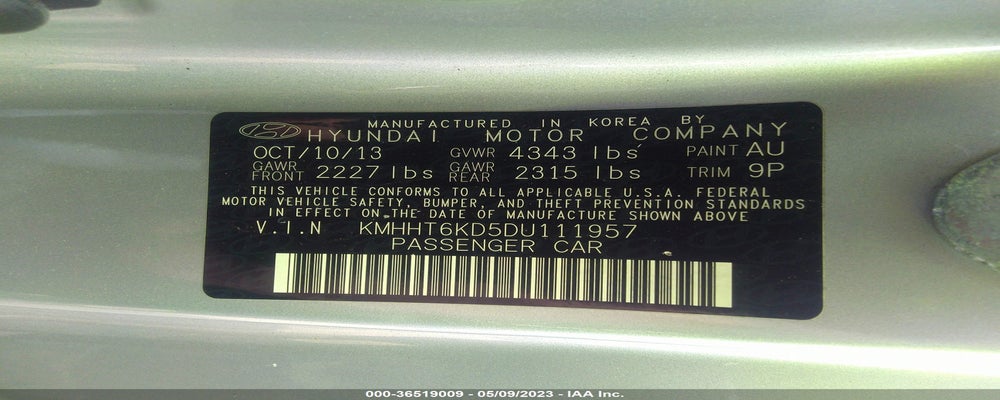KMHHT6KD5DU111957 2013 HYUNDAI GENESIS COUPE photo no. 9