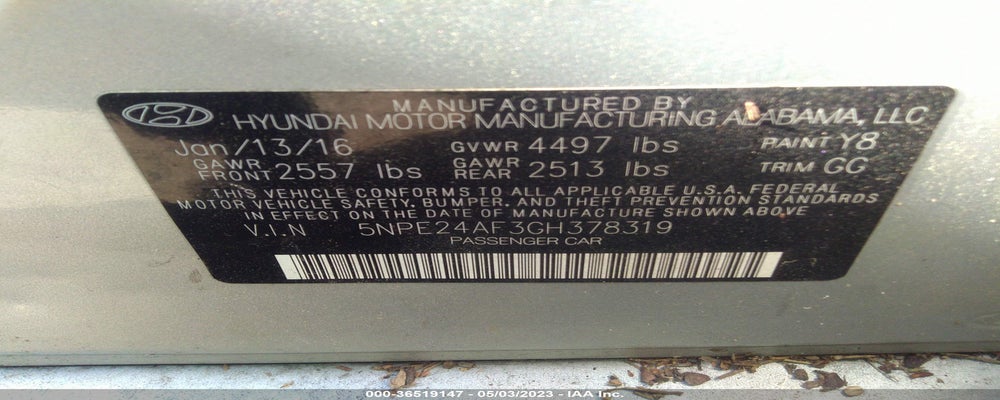 5NPE24AF3GH378319 2016 HYUNDAI SONATA photo no. 9