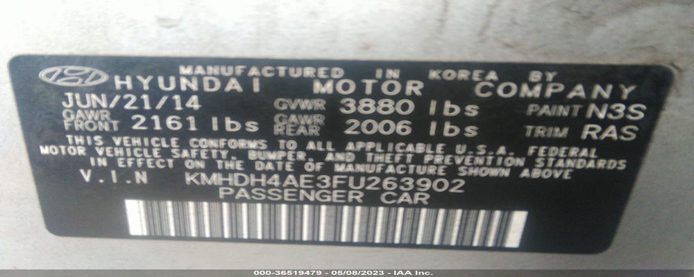 KMHDH4AE3FU263902 2015 HYUNDAI ELANTRA photo no. 9