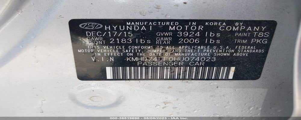 KMHD74LF0HU074023 2017 HYUNDAI ELANTRA photo no. 9