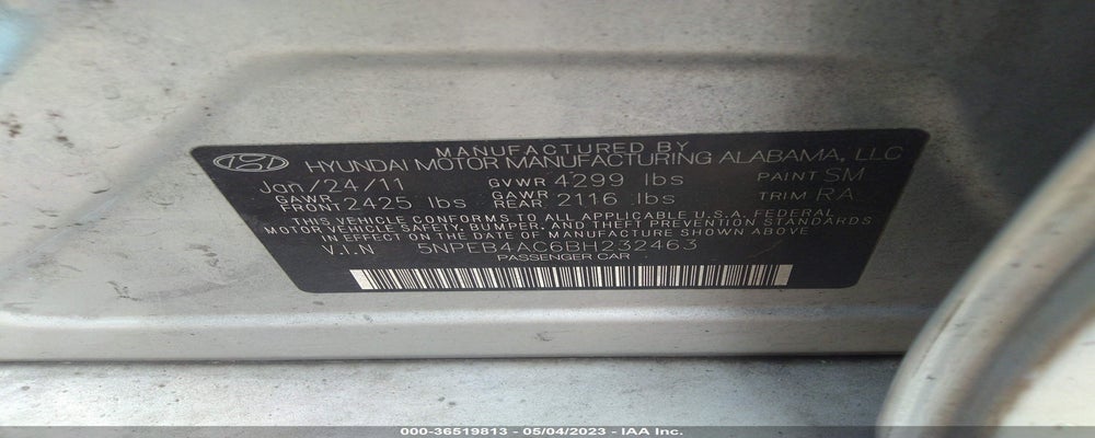 5NPEB4AC6BH232463 2011 HYUNDAI SONATA photo no. 9