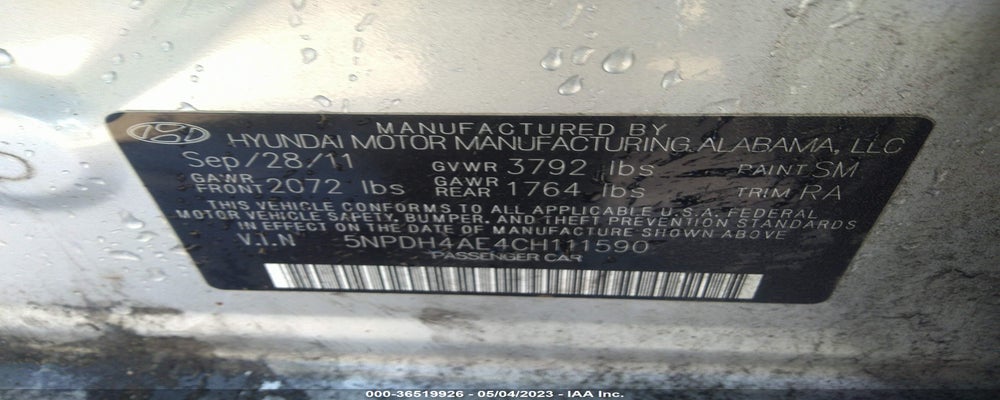 5NPDH4AE4CH111590 2012 HYUNDAI ELANTRA photo no. 9