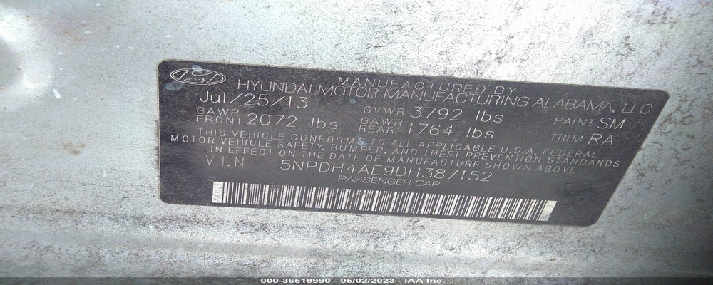 5NPDH4AE9DH387152 2013 HYUNDAI ELANTRA photo no. 9