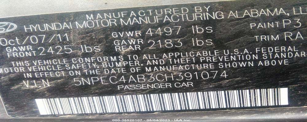 5NPEC4AB3CH391074 2012 HYUNDAI SONATA photo no. 9