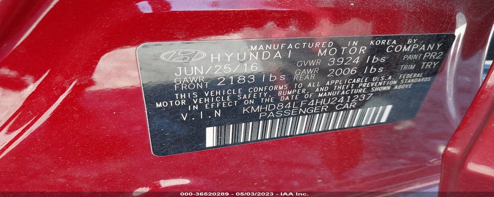 KMHD84LF4HU241237 2017 HYUNDAI ELANTRA photo no. 9