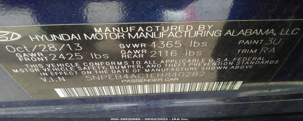 5NPEB4AC1EH840282 2014 HYUNDAI SONATA photo no. 9