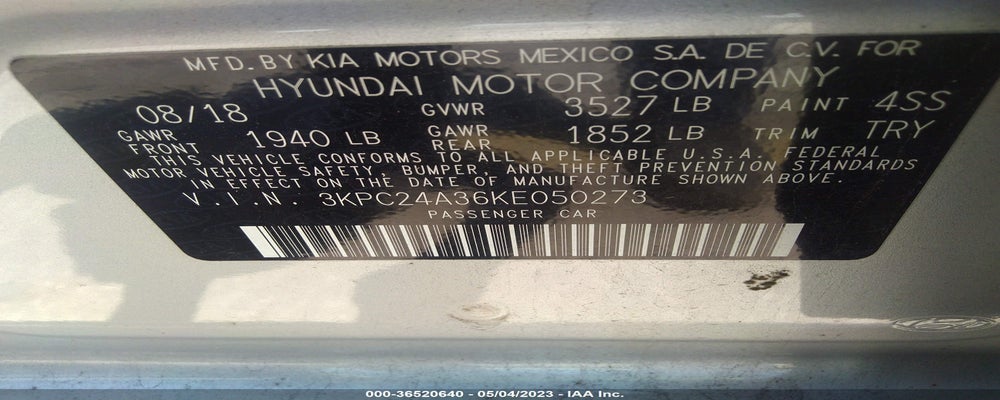 3KPC24A36KE050273 2019 HYUNDAI ACCENT photo no. 9