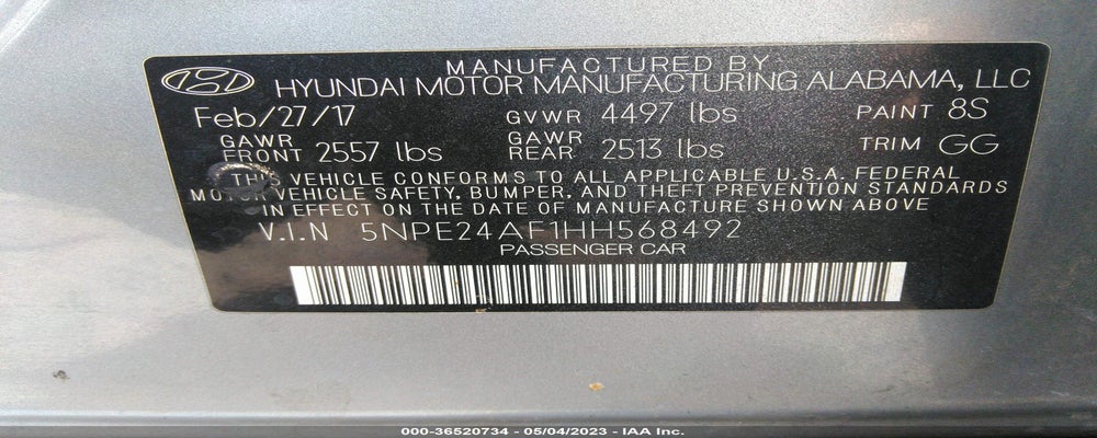 5NPE24AF1HH568492 2017 HYUNDAI SONATA photo no. 9