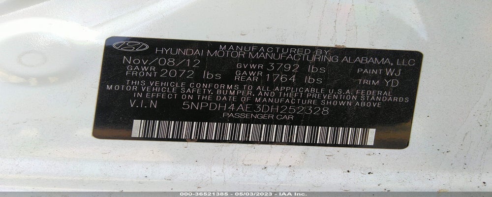 5NPDH4AE3DH252328 2013 HYUNDAI ELANTRA photo no. 9