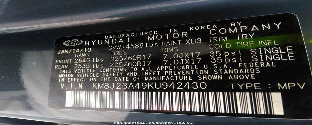 KM8J23A49KU942430 2019 HYUNDAI TUCSON photo no. 9