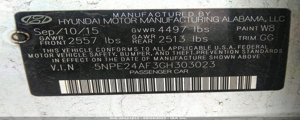 5NPE24AF3GH303023 2016 HYUNDAI SONATA photo no. 9