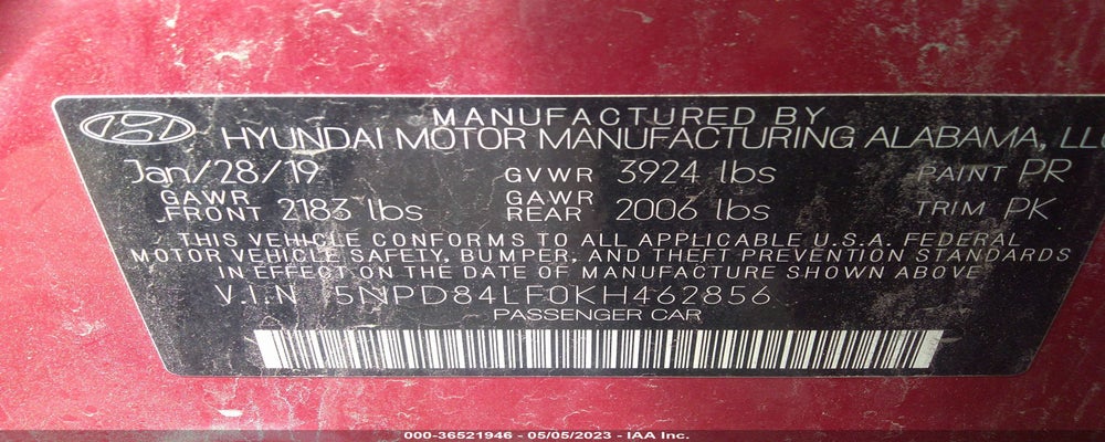 5NPD84LF0KH462856 2019 HYUNDAI ELANTRA photo no. 9