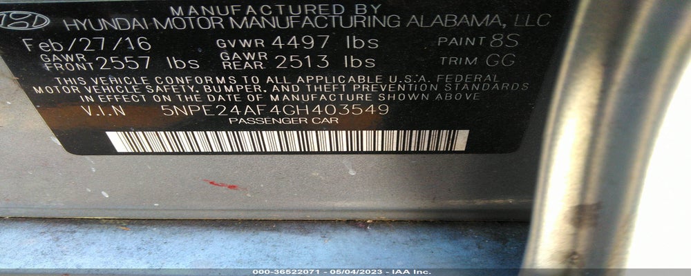 5NPE24AF4GH403549 2016 HYUNDAI SONATA photo no. 9