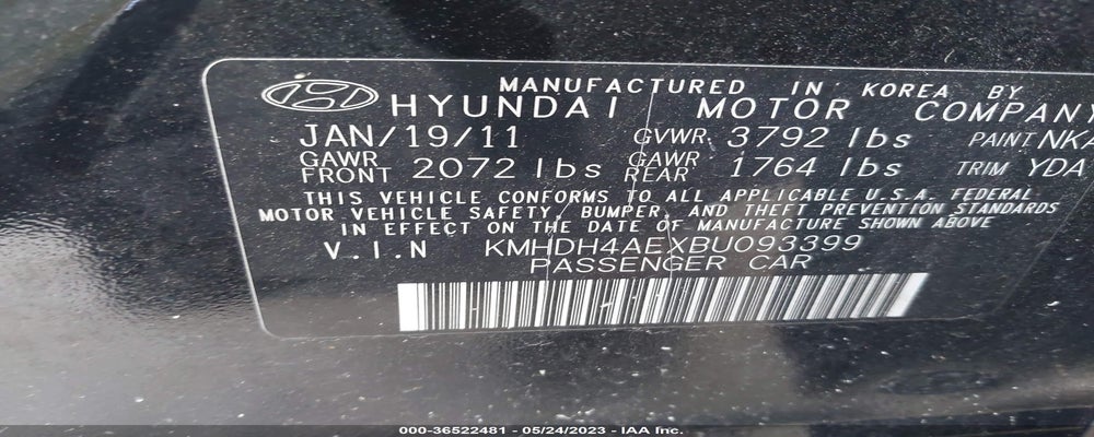 KMHDH4AEXBU093399 2011 HYUNDAI ELANTRA photo no. 9