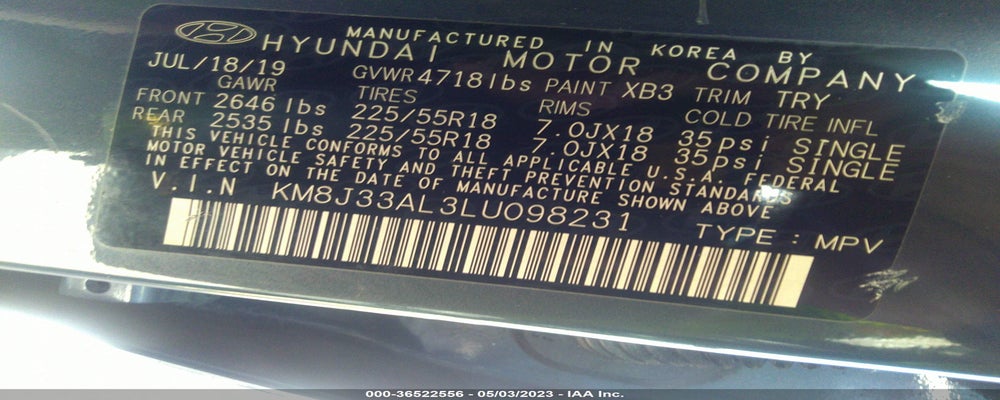 KM8J33AL3LU098231 2020 HYUNDAI TUCSON photo no. 9