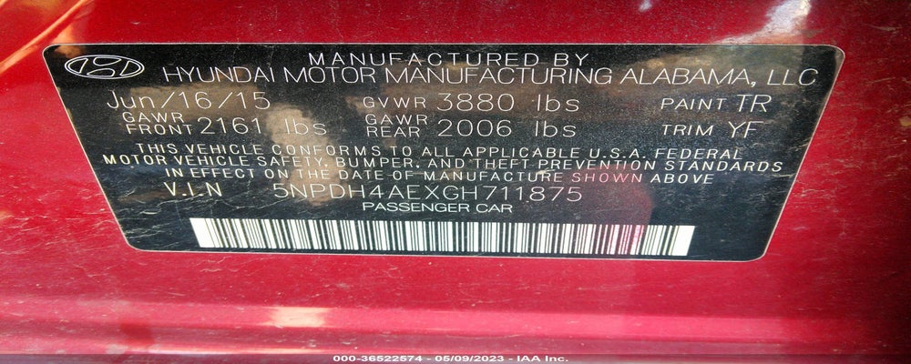 5NPDH4AEXGH711875 2016 HYUNDAI ELANTRA photo no. 9