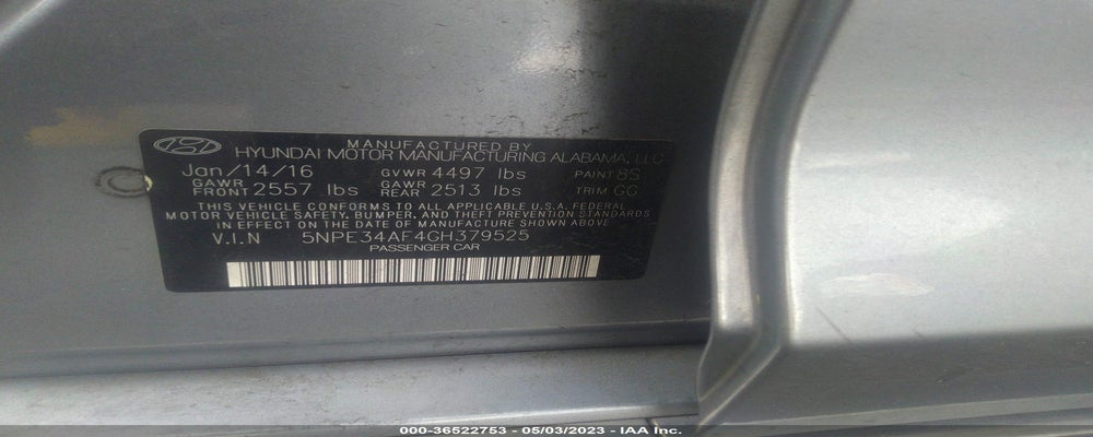 5NPE34AF4GH379525 2016 HYUNDAI SONATA photo no. 9