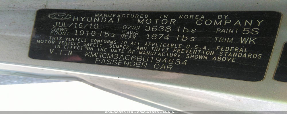 KMHCM3AC6BU194634 2011 HYUNDAI ACCENT photo no. 9