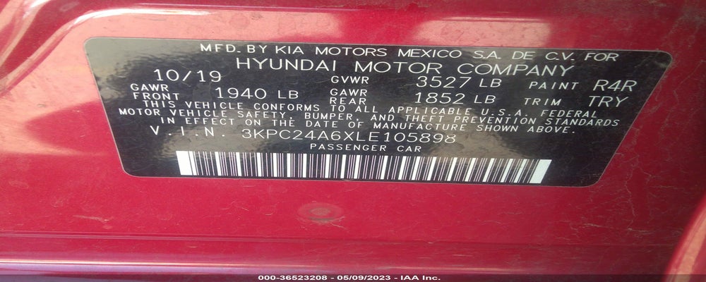 3KPC24A6XLE105898 2020 HYUNDAI ACCENT photo no. 9