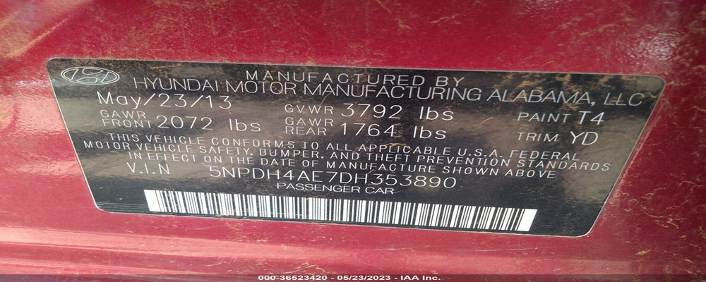 5NPDH4AE7DH353890 2013 HYUNDAI ELANTRA photo no. 9
