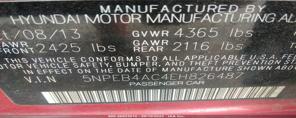 5NPEB4AC4EH826487 2014 HYUNDAI SONATA photo no. 9