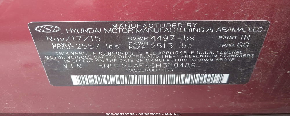 5NPE24AFXGH348489 2016 HYUNDAI SONATA photo no. 9