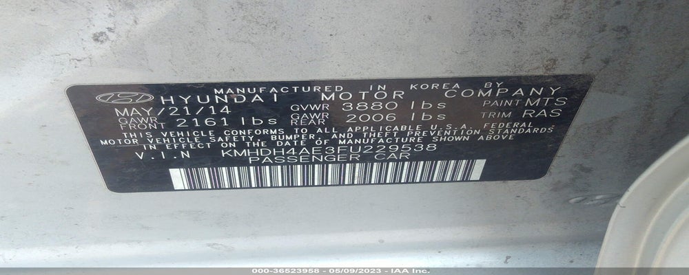 KMHDH4AE3FU229538 2015 HYUNDAI ELANTRA photo no. 9