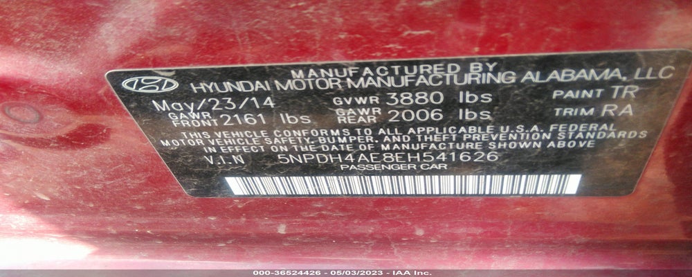 5NPDH4AE8EH541626 2014 HYUNDAI ELANTRA photo no. 9