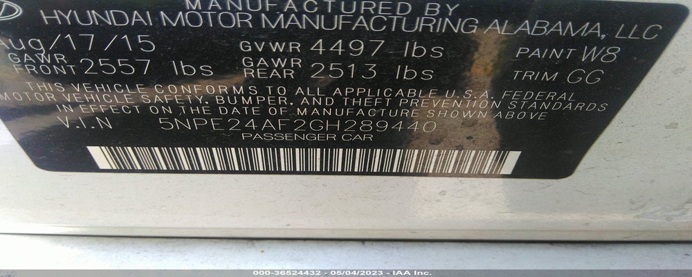 5NPE24AF2GH289440 2016 HYUNDAI SONATA photo no. 9