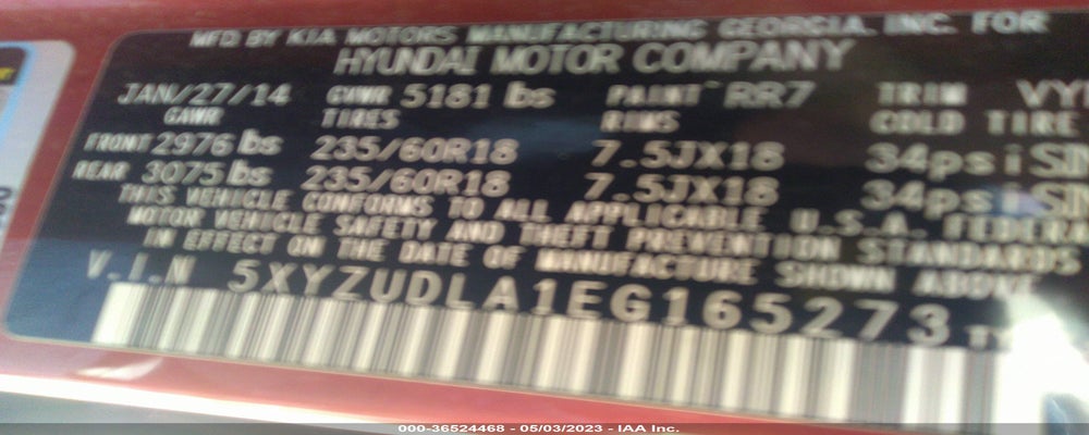 5XYZUDLA1EG165273 2014 HYUNDAI SANTA FE SPORT photo no. 9