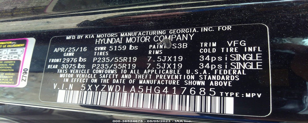 5XYZWDLA5HG417685 2017 HYUNDAI SANTA FE SPORT photo no. 9
