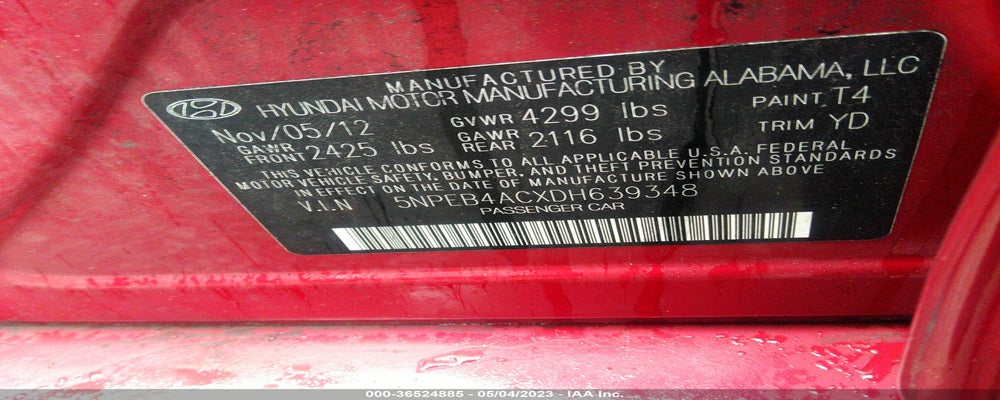 5NPEB4ACXDH639348 2013 HYUNDAI SONATA photo no. 9