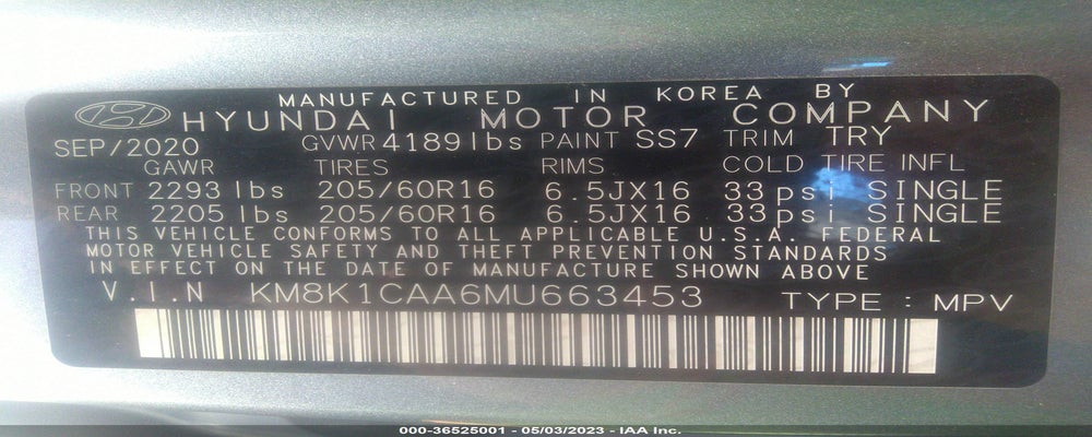 KM8K1CAA6MU663453 2021 HYUNDAI KONA photo no. 9