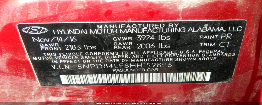 5NPD84LF8HH159896 2017 HYUNDAI ELANTRA photo no. 9